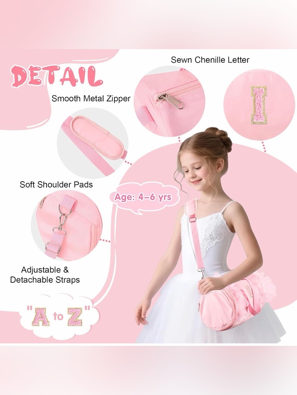 🎉HOST PICK🎉 NEW-Personalized Initial Dance Bag for Girls (Letter I) - Picture 3 of 5